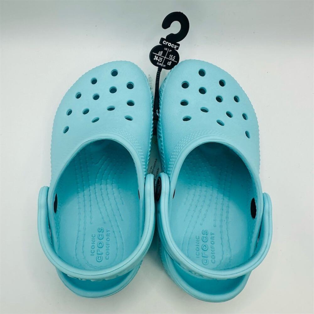 Crocs Classic Clog Unisex Kids C8 Aquamarine Blue Slip-On Shoes